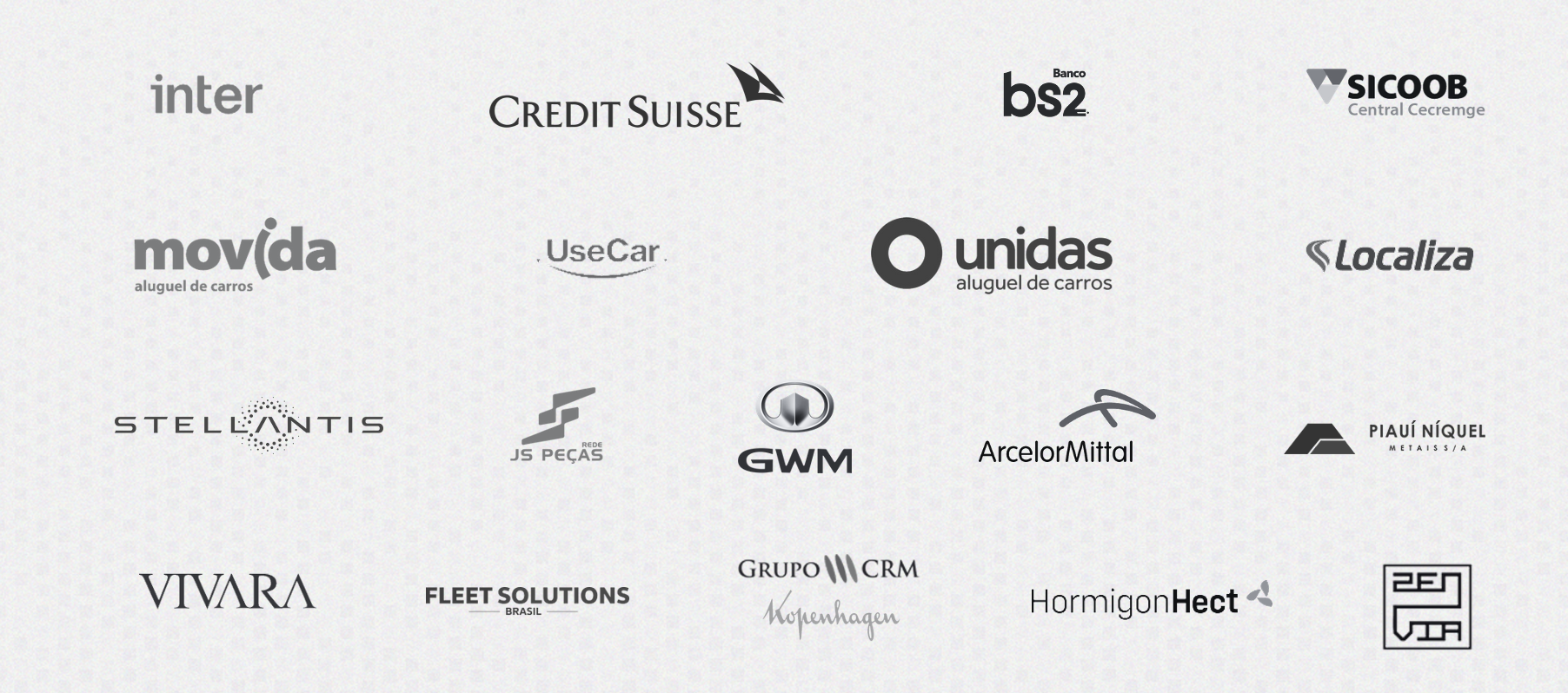 Clientes Nexti: Inter, Credit Suisse, BS2, Sicoob, Movida, UseCar, Unidas, Localiza, Stellantis, JS Peças, GWM, ArcelorMittal, Piauí Níquel, Vivara, Fleet Solutions, Grupo CRM, Kopenhagen, Hormigon Hect, Penvia